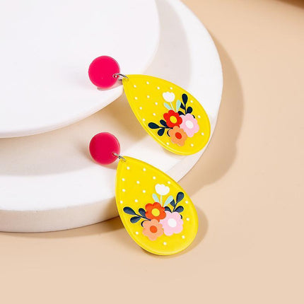 Coloured Geometric Acrylic Stud Earrings Trendy Fashion Jewelry Accessories