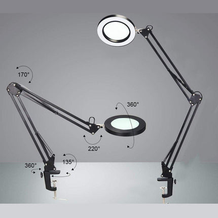 LED Magnifying Desk Lamp Eye Protection Long Arm Foldable Light Reading Repair