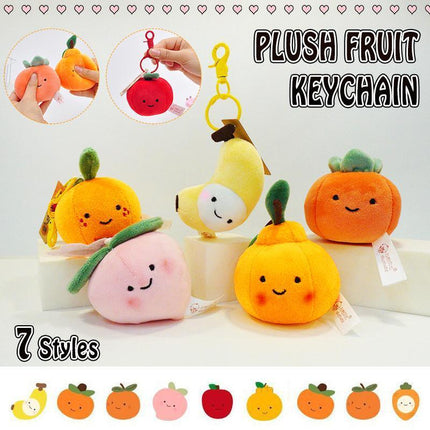 Smile Fruit Vegetable Plush Toys Doll Pendant Keychain Key Ring Bag Decor Kids - Aimall