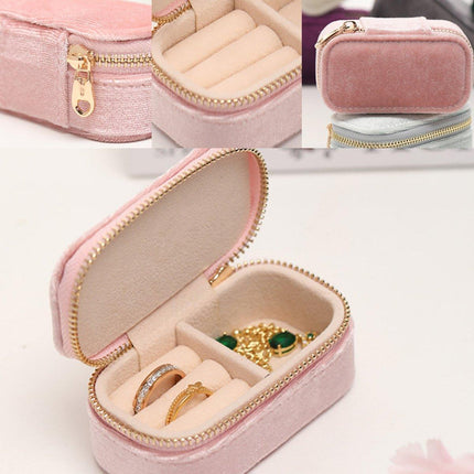 Velvet Mini Travel Jewelry Storage Box Portable Organizer Ring Earring Holder