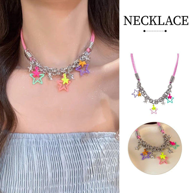 Colourful Star Pendant Necklace Fashion Jewellery Women Girls Trendy Gift