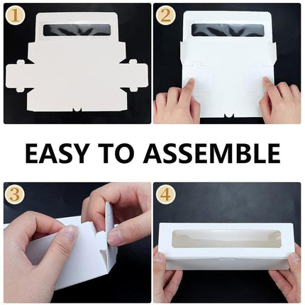50PCS Kraft Paper Macaron Box Transparent Window Cookie Candy Packaging