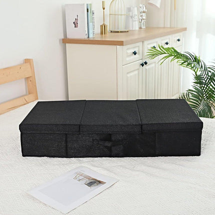 2PCS Black Foldable Storage Box Underbed with Lid Fabric Wardrobe Organizers