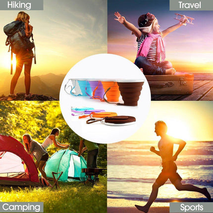 6PCS Portable Silicone Folding Travel Cups 200ml with Lid for Outdoor Camping