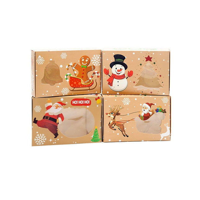 12/20pcs Christmas Biscuit Window Boxes Festive Bread Gift Packaging Storage
