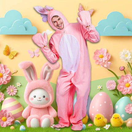 Halloween Rabbit Stage Costume Pink Rabbit Costume Adult Animal Costume Pajamas - Aimall