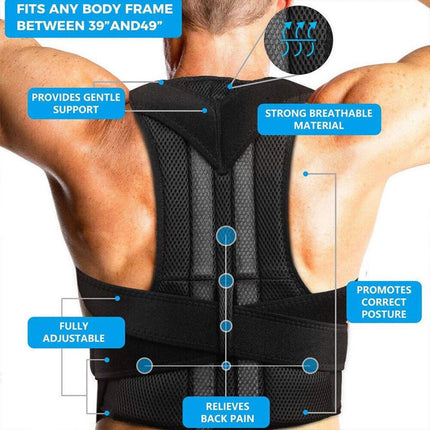 Adjustable Back Posture Corrector Brace Lumbar Shoulder Support Belt for Unisex