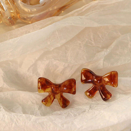 Brown Bow Earrings Artistic Jewelry for Girls Cute Trendy Fashion Accessory