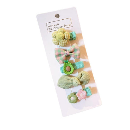 5PCS Girls Bowknot Snap Hair Clips Headband Cute Hair Accessories Set