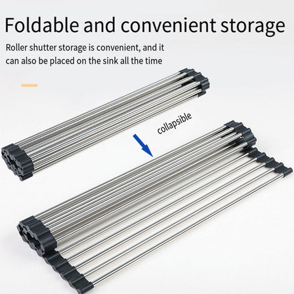 Multifunctional Stainless Steel Draining Rack Folding Sink Organizer for Kitchen