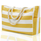 Large Bohemian Striped Canvas Beach Bag Zipper Tote for Travel Outdoor Vacation