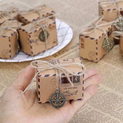 50PCS Vintage Kraft Paper Candy Boxes Wedding Creative Chocolate Packaging Box
