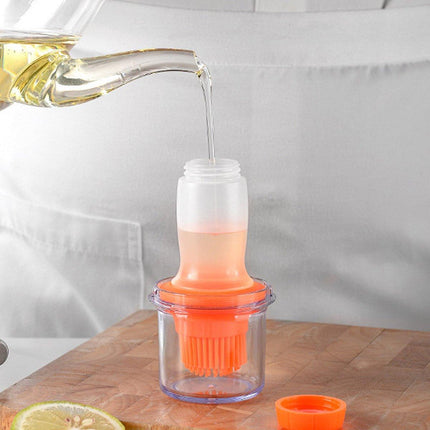 Kitchen Oil Dispenser Brush with Storage Lid Cooking Basting Sauce Tool Set
