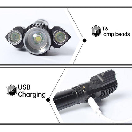 1pc Bike Front Rear LED Lights Set Mountain Bicycle USB Rechargeable Torch Lamp No Battery
