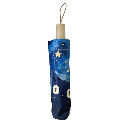Cartoon Cat Folding Umbrella UV Protection Portable Sun Rain Dual-use Sunshade