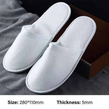 50 Pairs SPA Hotel Guest Slippers Closed Toe Disposable Terry Style Linen - Aimall