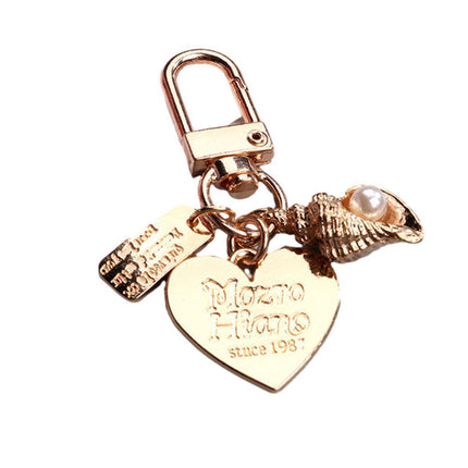 Womens Cute Key Rings Shell Heart Pearl Shape Keychain Charm Bag Hanger Pendants - Aimall