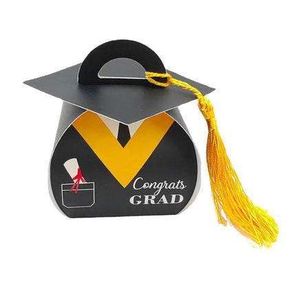 50 Pcs Graduation Cap Candy Box Striped Bachelor Doctor Party Gift Carton