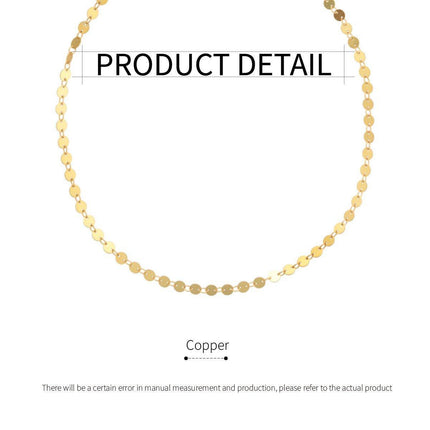 Gold Metal Sequin Necklace Fashion Jewellery Women Statement Chain Gifts