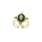 Malachite Green Gold Ring Adjustable That Does Not Fade Opening Design Gift - Aimall