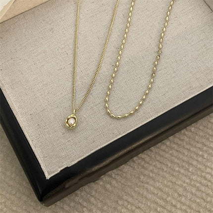 Love Butterfly Pearl Tassel Double Layer Necklace Elegant Jewelry Women Fashion