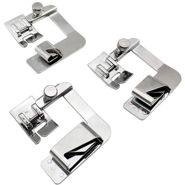 3Pcs Wide Rolled Hem Hemmer Foot For Domestic Sewing Machines Snap On Presser Au - Aimall