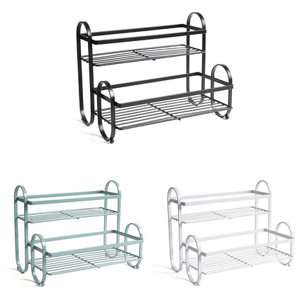 Iron Double Storage Shelf Organiser Durable Metal Rack for Kitchen Bathroom Use