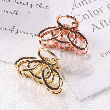 4PCS Small Three-Ring Metal Hair Grab Clip for Women in 4 Colours Zinc Alloy
