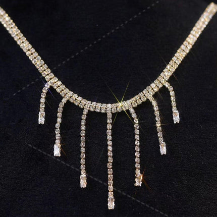 Luxury Zirconia Tassel Necklace Elegant Collar Jewelry for Women Party Wear