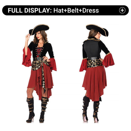 Halloween Costume Masquerade Red Pirate Cos Captain Jack Adult Female Pirates Of The Caribbean Show Clothes