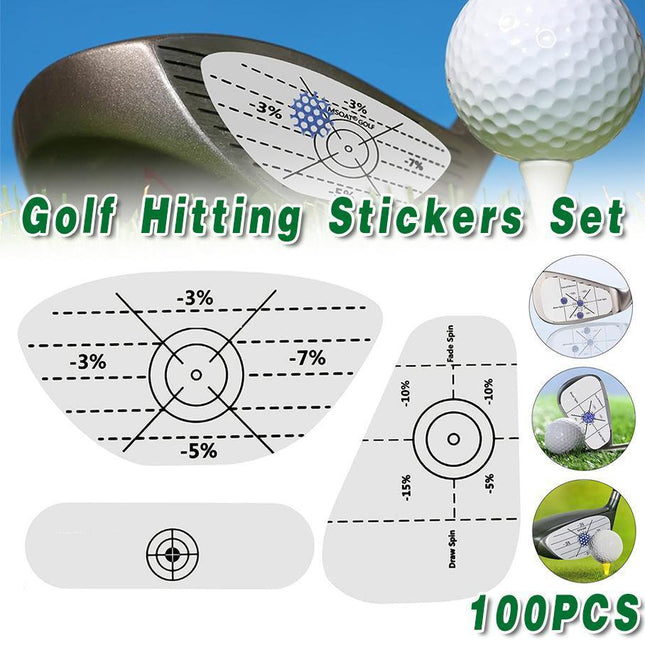 100pcs Golf Impact Strike Stickers Training Aid Club Face Alignment Labels Pack