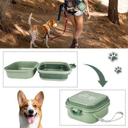 2 in 1 Outdoor Portable Pet Dog and Cat Food Water Bowl for Travel and Hiking