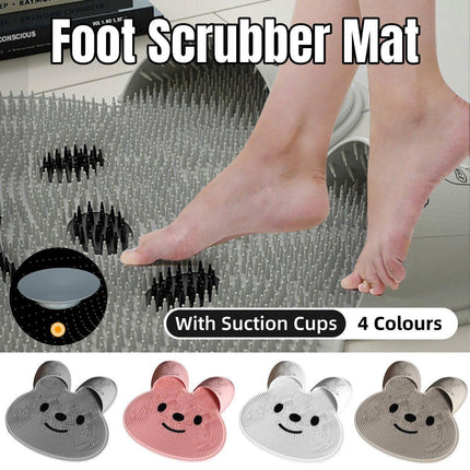 Silicone Foot Scrubber Rabbit Tub Mat Suction Cup Exfoliating Brush Cleaning Mat