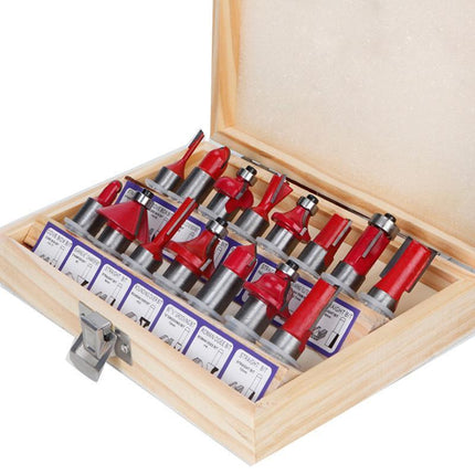 15X 1/2 1/4 inch Router Bits Set Woodworking Tool Cutter Shank Tungsten Carbide - Aimall