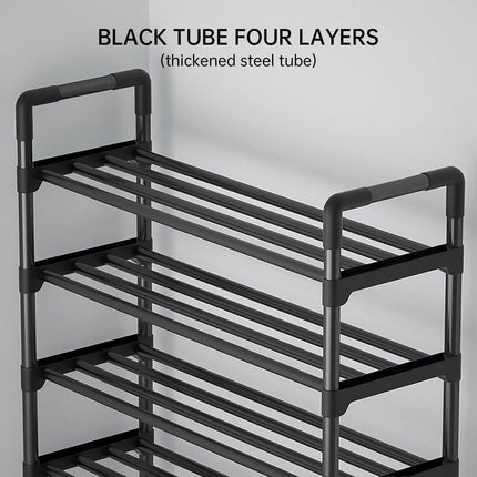 4-Tier Metal Shoe Rack Organizer Dustproof Shoe Cabinet Storage Shelf for Home