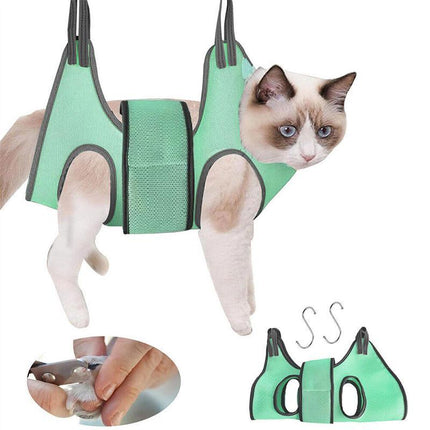Small Pet Grooming Sling Hammock Dog Cat Restraint Bag Bathing Trimming NailCare Light Green - Aimall