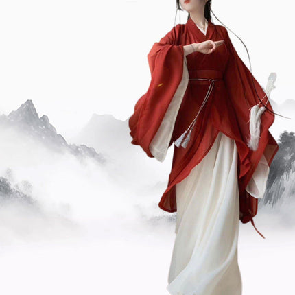Womens Hanfu Wei Jin Style Big Sleeve Dress Northern Southern Dynasty