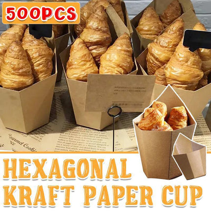500PCS French Fries Cups Disposable Kraft Paper Cups Snack Containers Aimall
