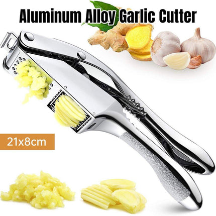 Multifunctional Garlic Press Aluminum Alloy Two-in-One Garlic Cutter Masher Tool
