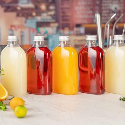 20x Clear Plastic Juice Bottles 250ml 350ml Reusable Milk Tea Beverage Bottles