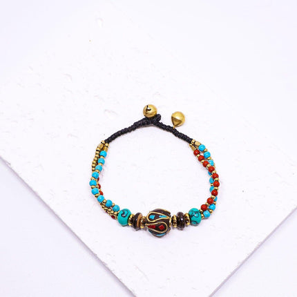 Ethnic Style Handmade Bracelet Color Stone Sky Bead Fashion Round Bead Bracelet