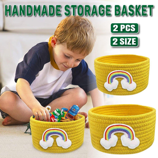 2PCS Handmade Storage Basket Desktop Organizer Placement Basket for Miscellaneou
