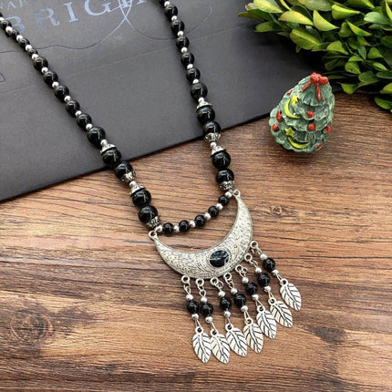 Vintage Ethnic Crescent Leaf Fringe Headpiece Forehead Chain Boho Fashion