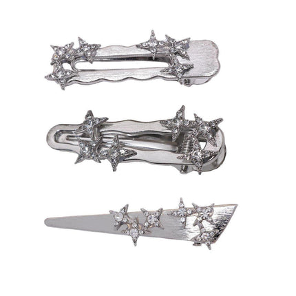 Super Flash Silver Star Hair Clips Duck Beak Barrettes Hair Accessories Set