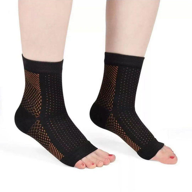 Foot Sleeve Plantar Fasciitis Compression Socks Achy Swelling Heel Ankle Black&Orange - Aimall