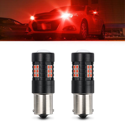 2X BAY15D 1156 RED LED BRAKE STOP TAIL LIGHT BULBS GLOBE BRIGHT ERROR FREE - Aimall