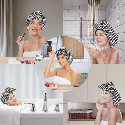 Woman Shower Cap Reusable Long Hair Large Turban Bathroom Waterproof Hair Cap