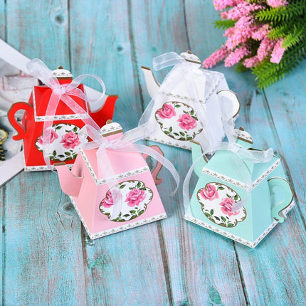 50Pcs Teapot Candy Boxes Wedding Favor Gift Packaging Tea Party Decorations