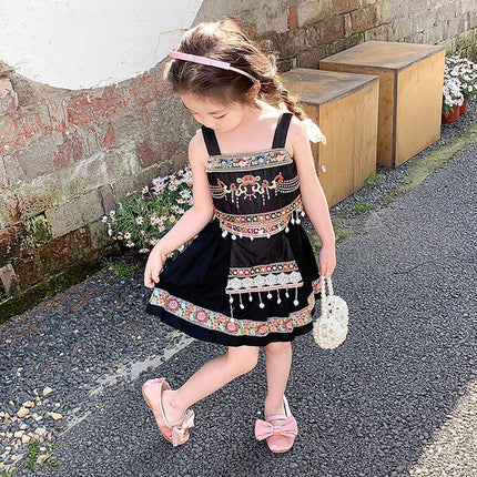 Girl National Hanfu Suit Summer Dress Sling Skirt Two-Piece Clothes