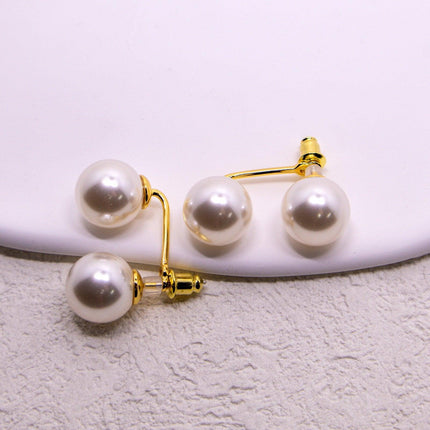 Temperament Double Pearl Stud Earrings Simple Elegant Jewelry for Women Gifts